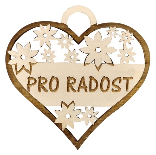 AMADEA Drevené srdce s textom "pre radosť", 7 cm, český výrobok