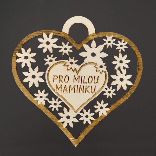 AMADEA Drevené srdce s textom "pre milú mamičku", 7 cm, český výrobok