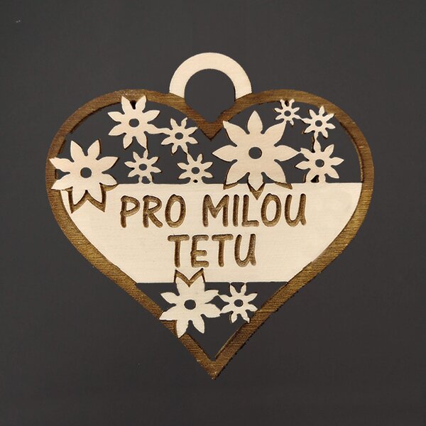 AMADEA Drevené srdce s textom "pre milú tetu", 7 cm, český výrobok