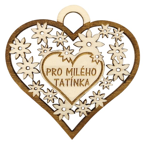 AMADEA Drevené srdce s textom "pre milého otecka", 7 cm, český výrobok