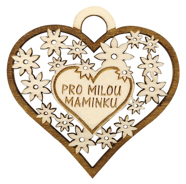 AMADEA Drevené srdce s textom "pre milú mamičku", 7 cm, český výrobok