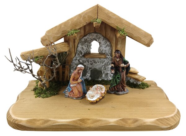 AMADEA Drevený betlehem BEZ FIGURÍK 28 cm, český výrobok