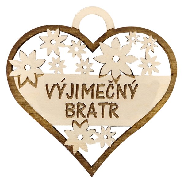 AMADEA Drevené srdce s textom "výnimočný brat", 7 cm, český výrobok