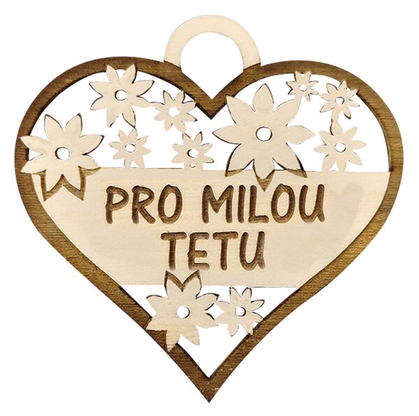 AMADEA Drevené srdce s textom "pre milú tetu", 7 cm, český výrobok