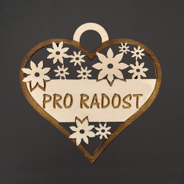AMADEA Drevené srdce s textom "pre radosť", 7 cm, český výrobok