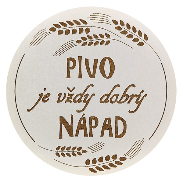 AMADEA Drevený podtácok okrúhly Pivo text "pivo je vždy dobrý nápad", priemer 10,5 cm