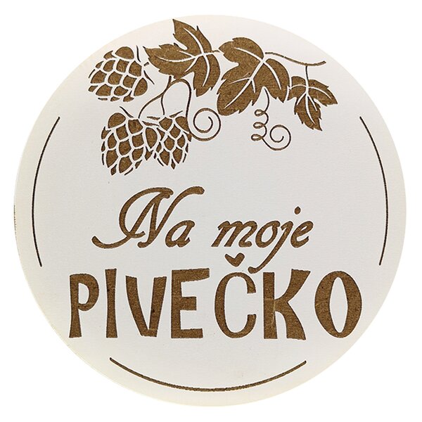 AMADEA Drevený podtácok okrúhly Pivo text "na moje pivečko", priemer 10,5 cm, český výrobok