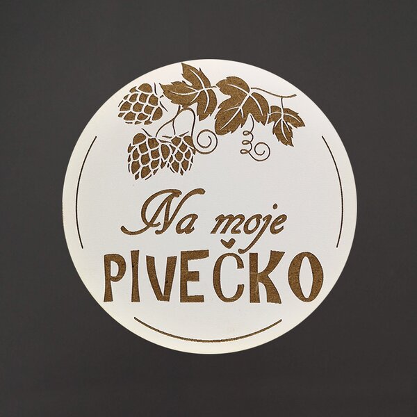 AMADEA Drevený podtácok okrúhly Pivo text "na moje pivečko", priemer 10,5 cm, český výrobok