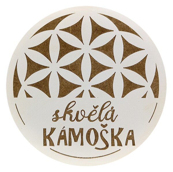 AMADEA Drevený podtácok okrúhly text "skvelá kamoška", priemer 10,5 cm, český výrobok