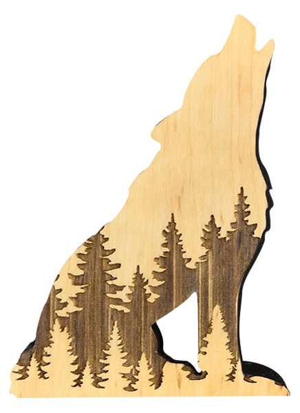 AMADEA Drevená dekorácia vlk, masívne drevo 12 x 8,7 cm, český výrobok
