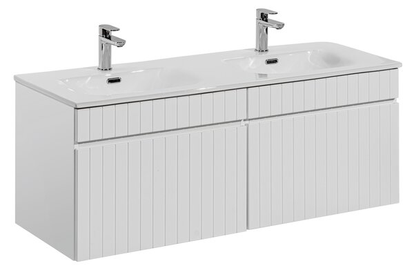 Comad Kúpeľňová skrinka s keramickým dvojumývadlom Iconic White 120 cm - biela