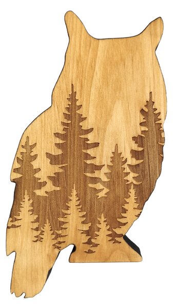 AMADEA Drevená dekorácia sova, masívne drevo 15 x 9 cm, český výrobok