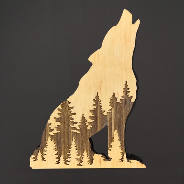 AMADEA Drevená dekorácia vlk, masívne drevo 12 x 8,7 cm, český výrobok