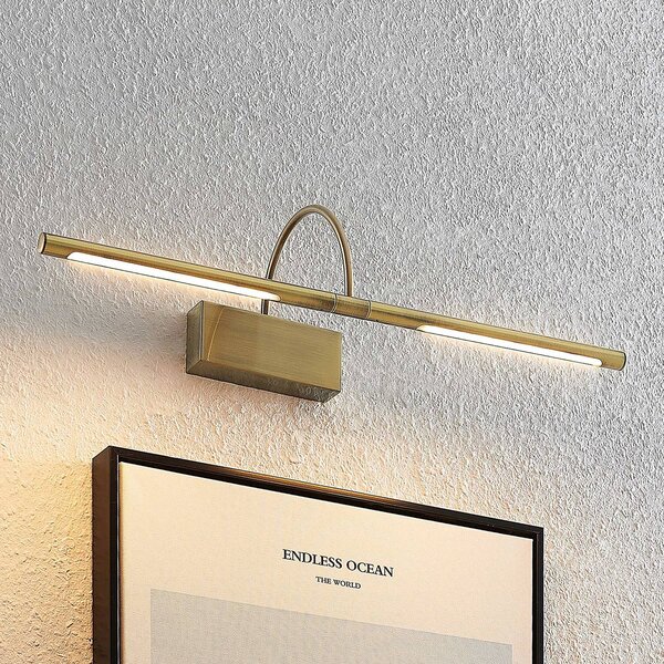 Lucande Fehmke LED obrazová lampa, mosadz, Hnedá / staromosadz, Obývacia izba / jedáleň, Hliník, Starožitný, Osvetlenie obrazu