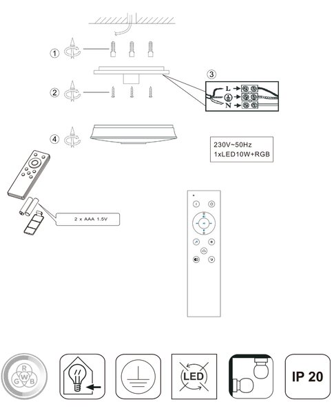 Trio MAIA | Stropné LED svietidlo s bluetooth reproduktorom