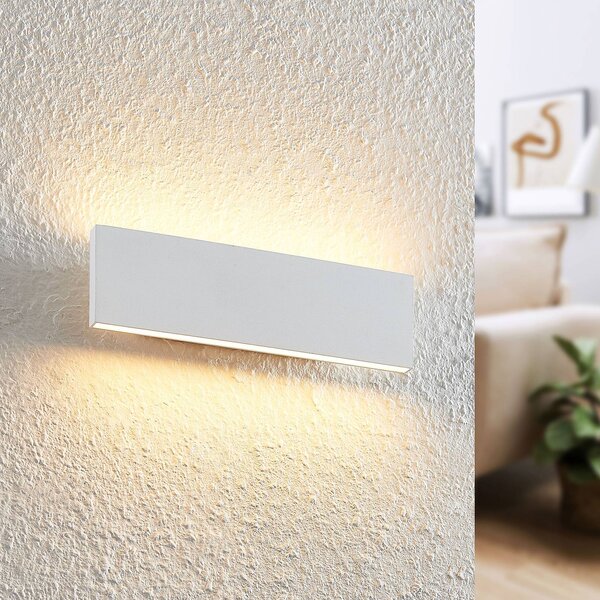 Nástenné svietidlo Lindby Ignazia LED, 28 cm, biele, kov, hore/dole, Biela / opálová, Obývacia izba / jedáleň, kov, Moderný, Nástenné svietidlo