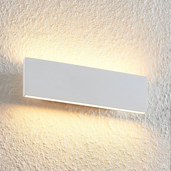 Nástenné svietidlo Lindby Ignazia LED, 28 cm, biele, kov, hore/dole, Biela / opálová, Obývacia izba / jedáleň, kov, Moderný, Nástenné svietidlo