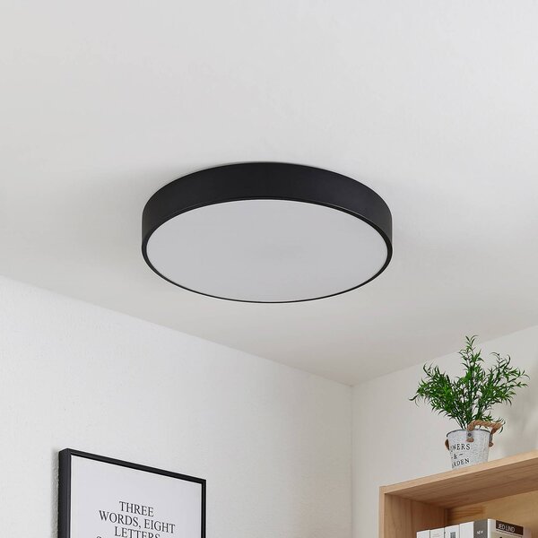 Lindby LED stropné svietidlo Simera, Ø 50 cm, čierna farba, kov, Čierna, Obývacia izba / jedáleň, Plast, Moderný, Závesné svietidlo
