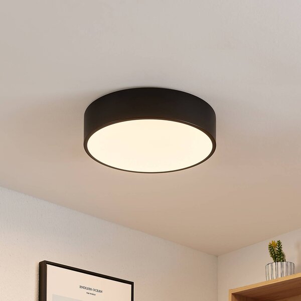 Lindby LED stropné svietidlo Simera, Ø 30 cm, čierna, biela, Čierna, Obývacia izba / jedáleň, Plast, Moderný, Závesné svietidlo