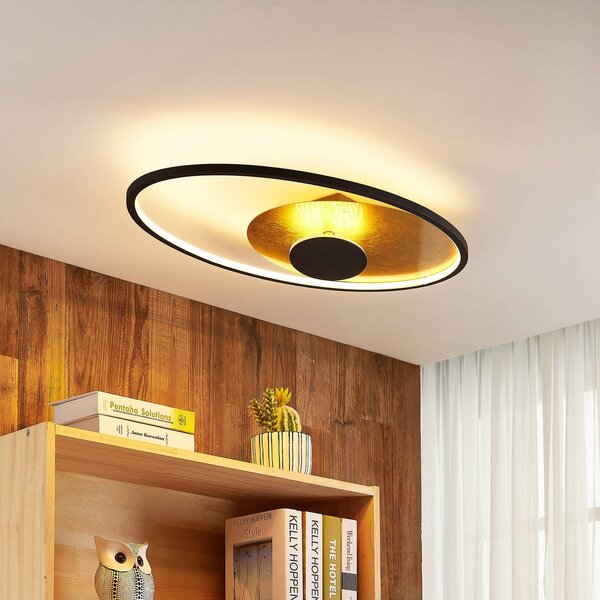 Lindby LED stropné svietidlo Feival, 73 cm, hrdzavé/zlaté, stmievateľné, Hnedá / hrdzavá, Obývacia izba / jedáleň, kov, Moderný, Závesné svietidlo
