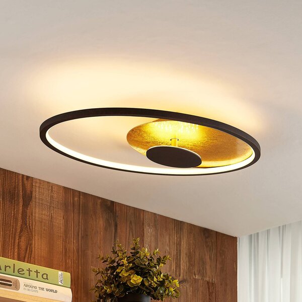 Lindby LED stropné svietidlo Feival, 61 cm, hrdzavé/zlaté, stmievateľné, Hnedá / hrdzavá, Obývacia izba / jedáleň, kov, Moderný, Závesné svietidlo