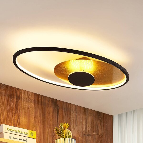 Lindby LED stropné svietidlo Feival, 73 cm, hrdzavé/zlaté, stmievateľné, Hnedá / hrdzavá, Obývacia izba / jedáleň, kov, Moderný, Závesné svietidlo