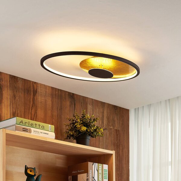 Lindby LED stropné svietidlo Feival, 61 cm, hrdzavé/zlaté, stmievateľné, Hnedá / hrdzavá, Obývacia izba / jedáleň, kov, Moderný, Závesné svietidlo
