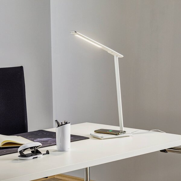 LED lampa na písací stôl Orbit strieborná indukcia, Chrómová / strieborná, Pracovňa / Kancelária, kov, Moderný, Stolová lampa