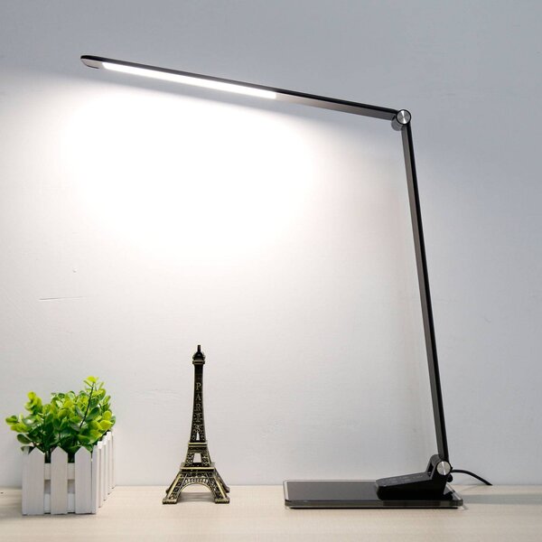 Stolná lampa LED Starglass so skleneným podstavcom, Čierna, Pracovňa / Kancelária, Hliník, Moderný, Stolová lampa