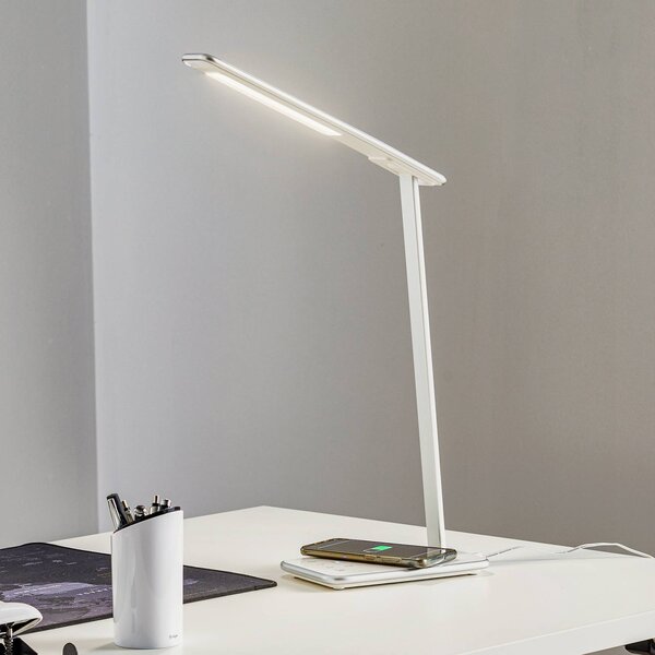 LED lampa na písací stôl Orbit strieborná indukcia, Chrómová / strieborná, Pracovňa / Kancelária, kov, Moderný, Stolová lampa