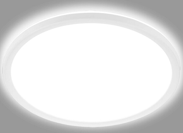 Stropné svietidlo LED Slim, okrúhle, 29,3 cm, Biela / opálová, Chodba, Plast, Moderný, Závesné svietidlo