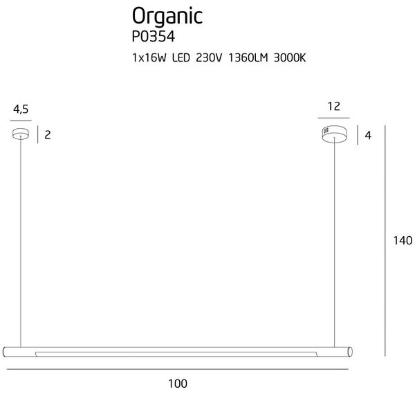 Maxlight ORGANIC HORIZONT 10 | Luxusná závesná lampa Farba: Chróm