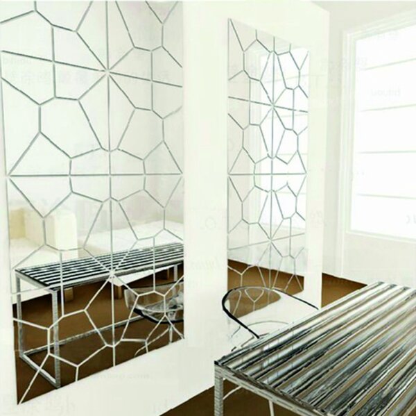 Nalepovacie zrkadlo geometrické tvary - DEKRAJ: Zrkadlo Silver Plexisklo 20 cm 2159-105669 SV000005S - 20x20 cm - 1kus