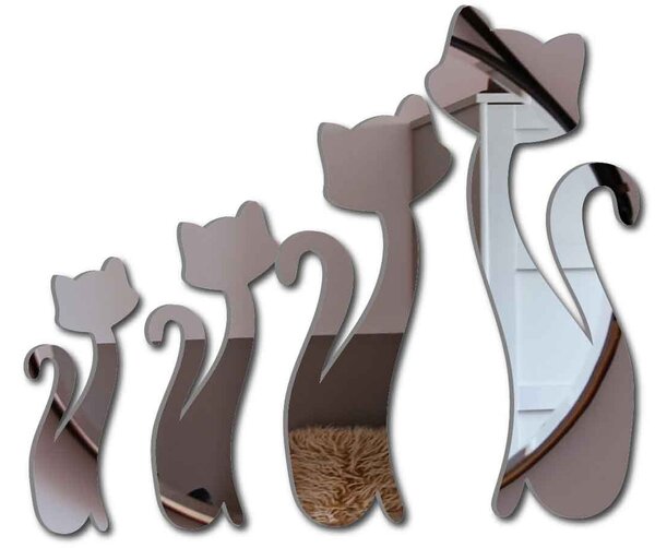 Moderná samolepka na stenu - Čierne mačky: Zrkadlo Silver Plexisklo Rozmer 30 x 30 cm 3033-12657 OX013-Wall sticker