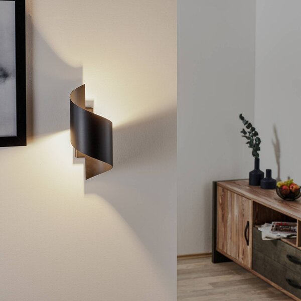 EMIBIG LIGHTING Nástenné svetlo Spiner čierne, výška 30 cm, oceľ, Čierna, Obývacia izba / jedáleň, kov, Moderný, Nástenné svietidlo