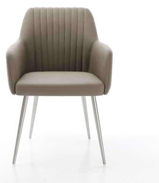 DELIFE Jedálenská stolička Greg-Flex pravá koža tmavobéžová 4-nohá zúžená nerezová oceľ vrecková pružina