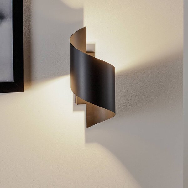 EMIBIG LIGHTING Nástenné svetlo Spiner čierne, výška 30 cm, oceľ, Čierna, Obývacia izba / jedáleň, kov, Moderný, Nástenné svietidlo
