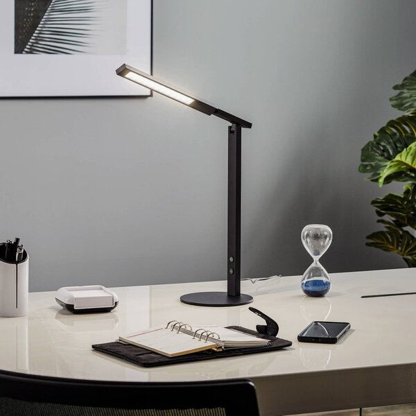 LED stolná lampa Ideálna so stmievačom, čierna, Čierna, Pracovňa / Kancelária, Hliník, Moderný, Stolová lampa