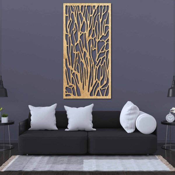 Elegantná drevená nástenná dekorácia s motívom lesa | VFOOF: Prírodná preglejka - Topoľ natural 40 x 20 cm 3867-42115 PR0262 HEU+