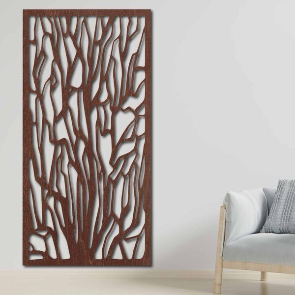 Elegantná drevená nástenná dekorácia s motívom lesa | VFOOF: Prírodná preglejka - Topoľ natural 40 x 20 cm 3867-42115 PR0262 HEU+