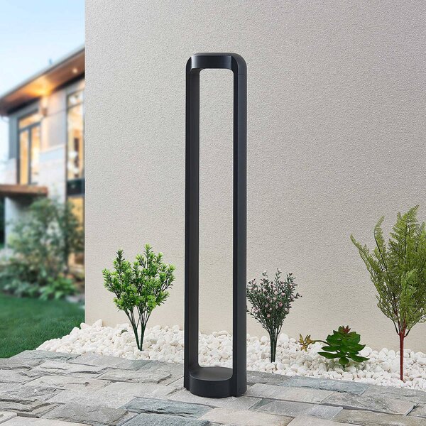 Lucande Svetlo LED na chodník Habsa, 80 cm, antracit, kov, Čierna, Hliník, Moderný, Osvetlenie príjazdovej cesty