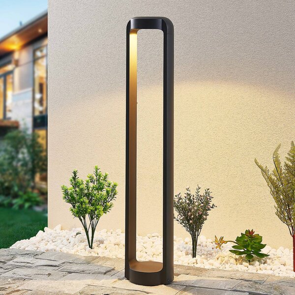 Lucande Svetlo LED na chodník Habsa, 80 cm, antracit, kov, Čierna, Hliník, Moderný, Osvetlenie príjazdovej cesty