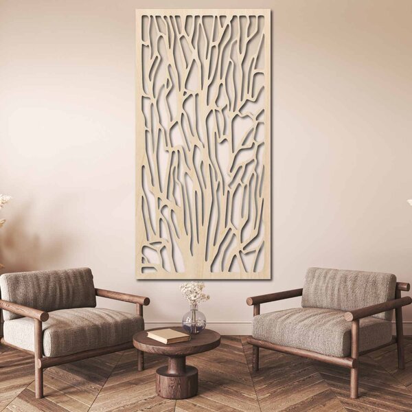Elegantná drevená nástenná dekorácia s motívom lesa | VFOOF: Prírodná preglejka - Topoľ natural 40 x 20 cm 3867-42115 PR0262 HEU+
