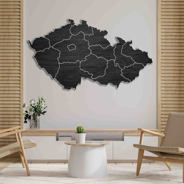 Drevená nástenná mapa Česká republika | 14 dielikov: Prírodná preglejka - Topoľ natural 40 x 70 cm 4180-65511 M002