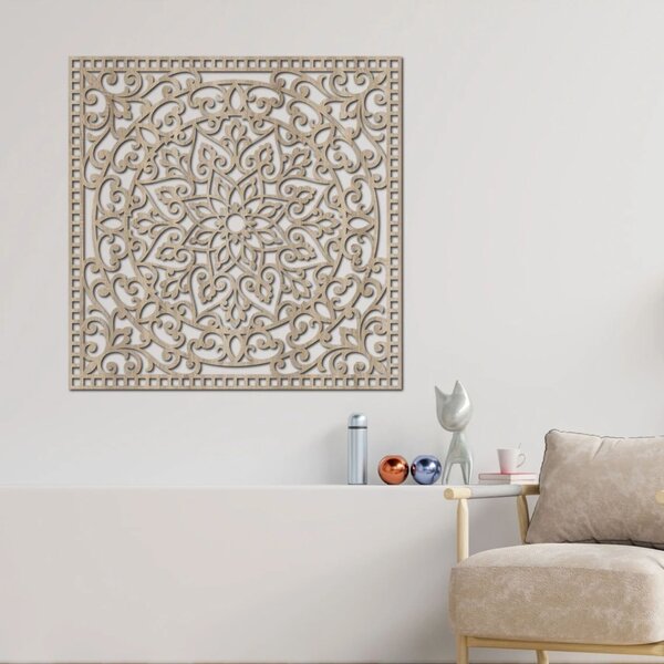 Drevený obraz štvorec orientálna mandala | KVIDO: HDF - Orech Rozmer 30 x 30 cm 4377-80123 HDF0514