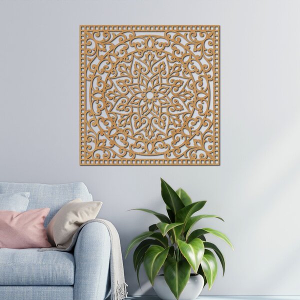 Drevený obraz štvorec orientálna mandala | KVIDO: HDF - Orech Rozmer 30 x 30 cm 4377-80123 HDF0514
