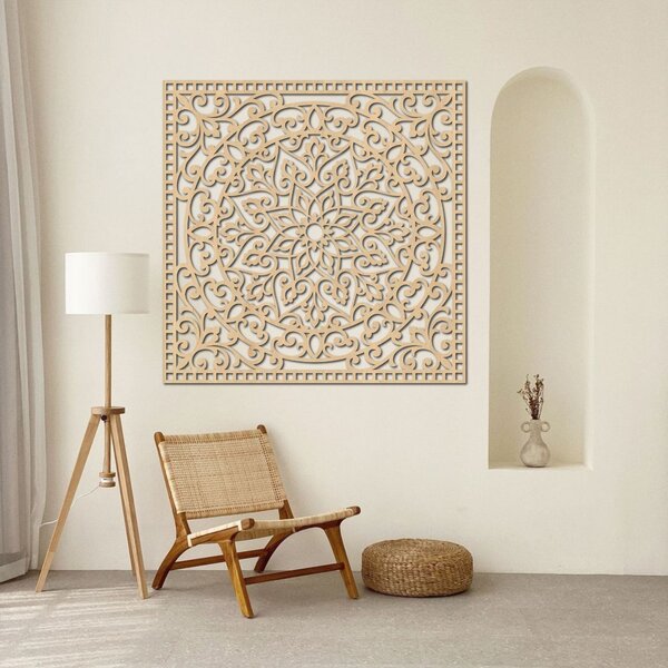 Drevený obraz štvorec orientálna mandala | KVIDO: HDF - Orech Rozmer 30 x 30 cm 4377-80123 HDF0514