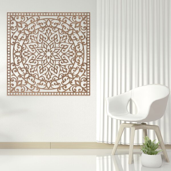 Drevený obraz štvorec orientálna mandala | KVIDO: HDF - Orech Rozmer 30 x 30 cm 4377-80123 HDF0514