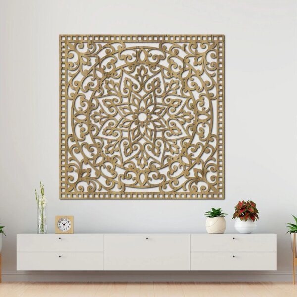 Drevený obraz štvorec orientálna mandala | KVIDO: HDF - Orech Rozmer 30 x 30 cm 4377-80123 HDF0514