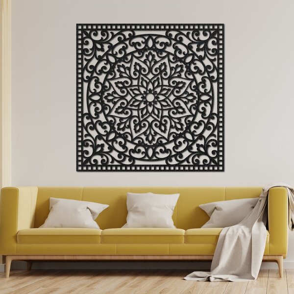 Drevený obraz štvorec orientálna mandala | KVIDO: HDF - Orech Rozmer 30 x 30 cm 4377-80123 HDF0514